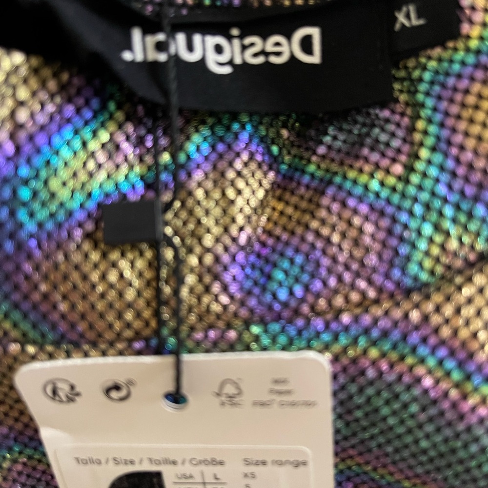 Desigual Iridescent Multi-Pattern Cutout Mini Dre… - image 3